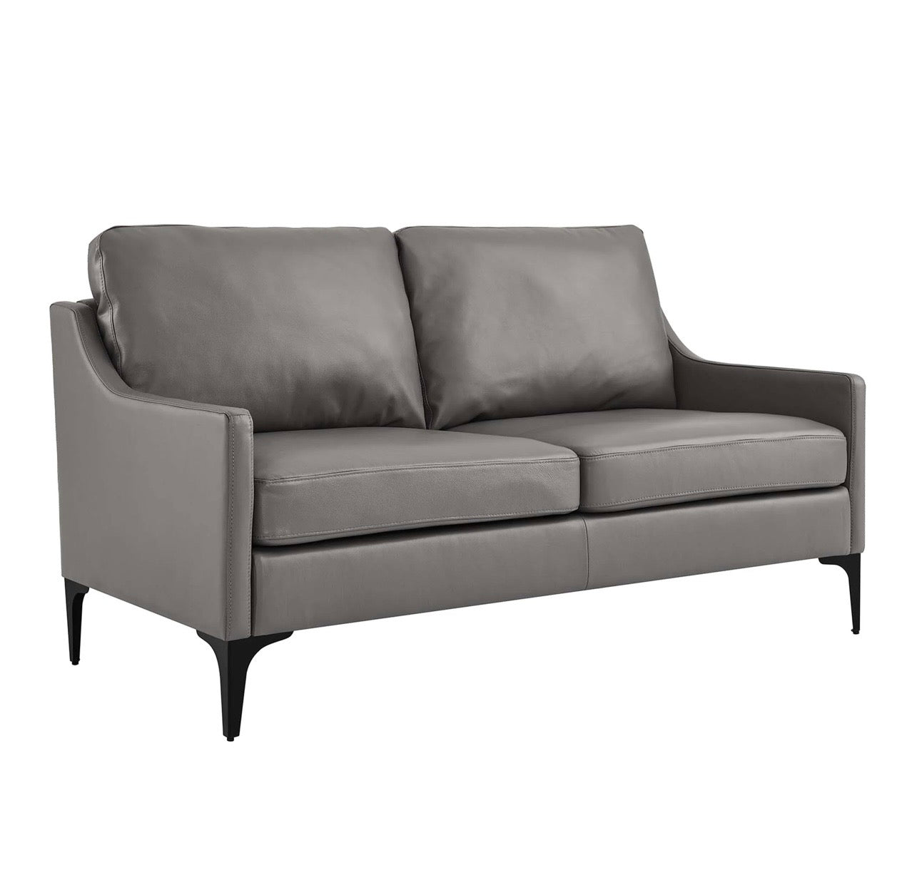 Corland Gris Cuero Loveseat