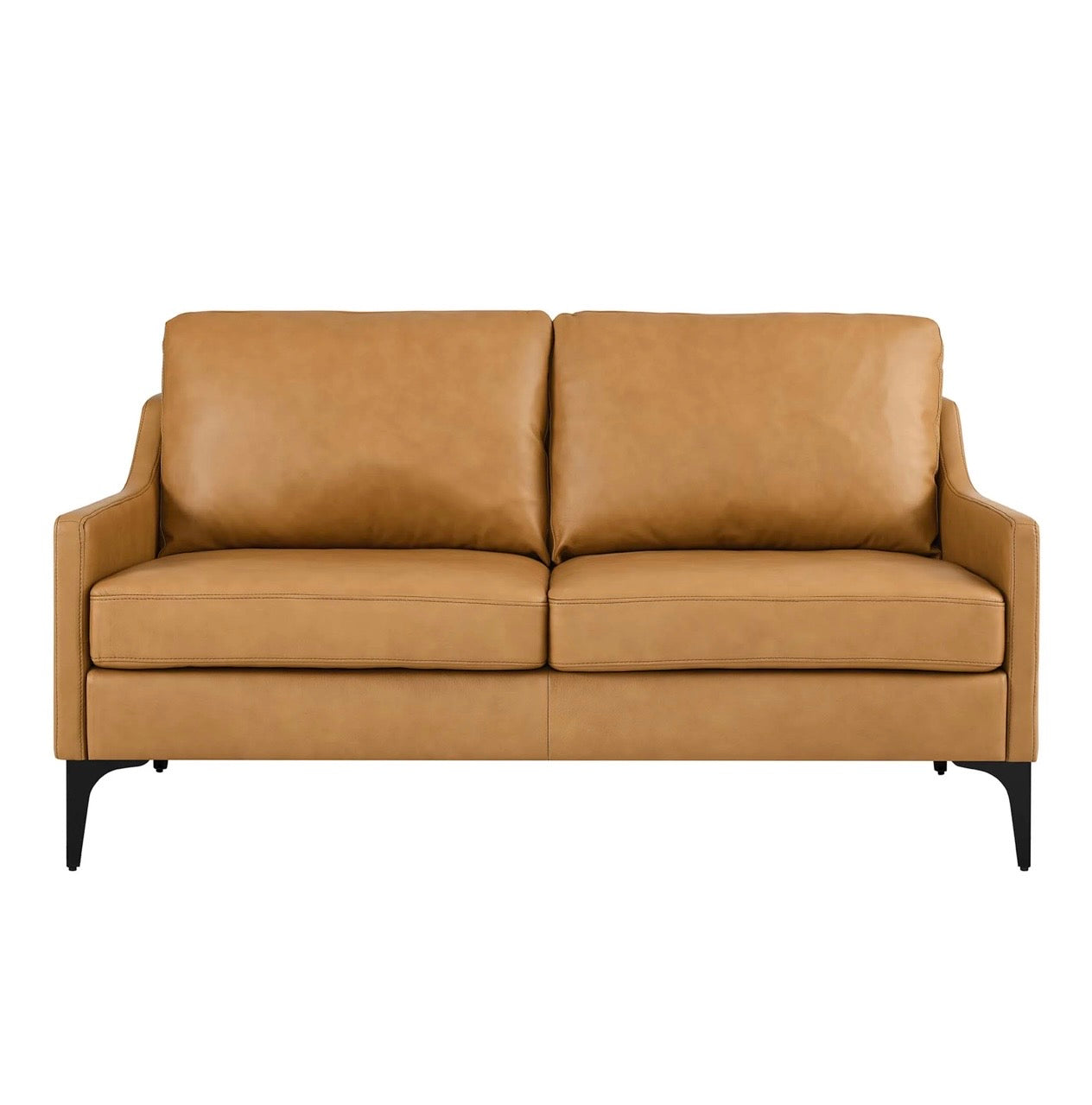 Corland Camello Cuero Loveseat