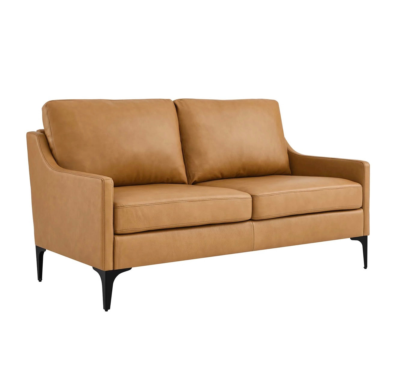 Corland Camello Cuero Loveseat