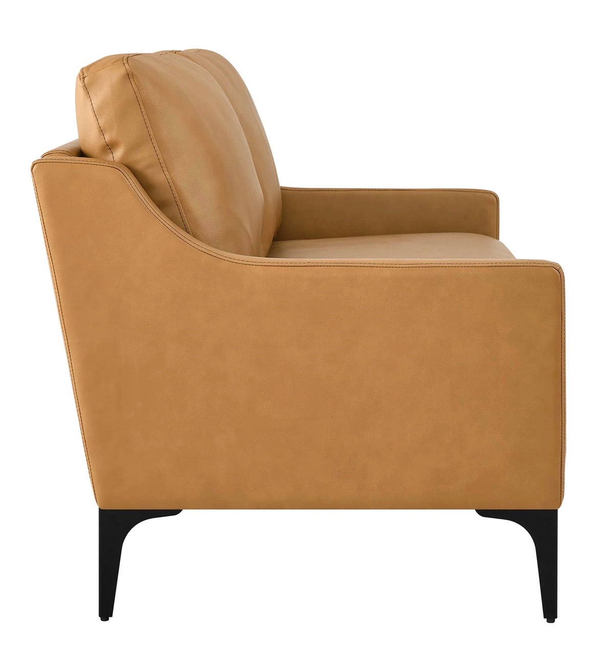 Corland Camello Cuero Loveseat