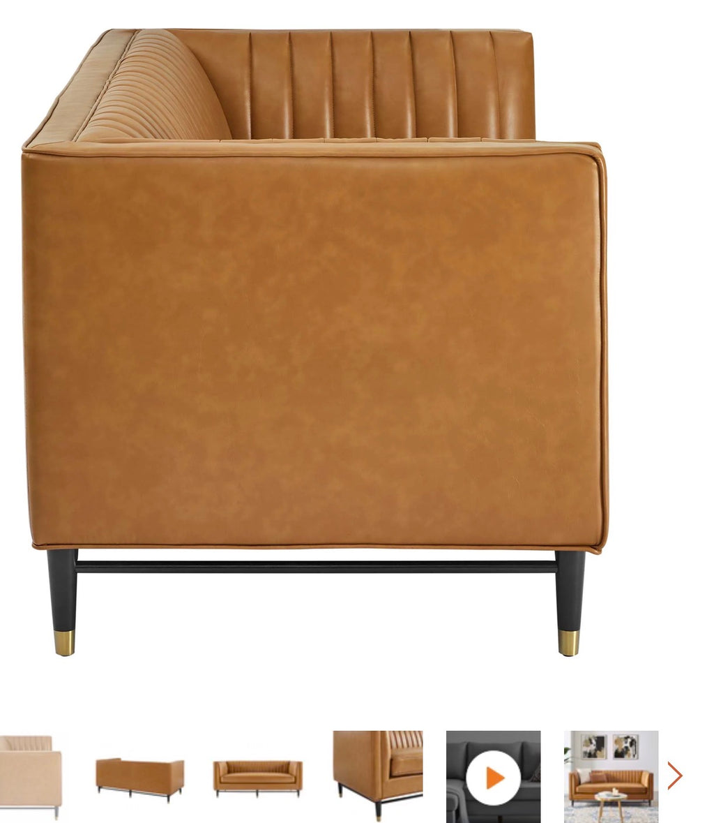 Davote Camello Cuero Vegano Loveseat