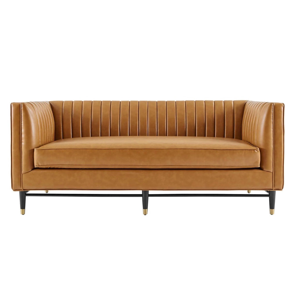Davote Camello Cuero Vegano Loveseat