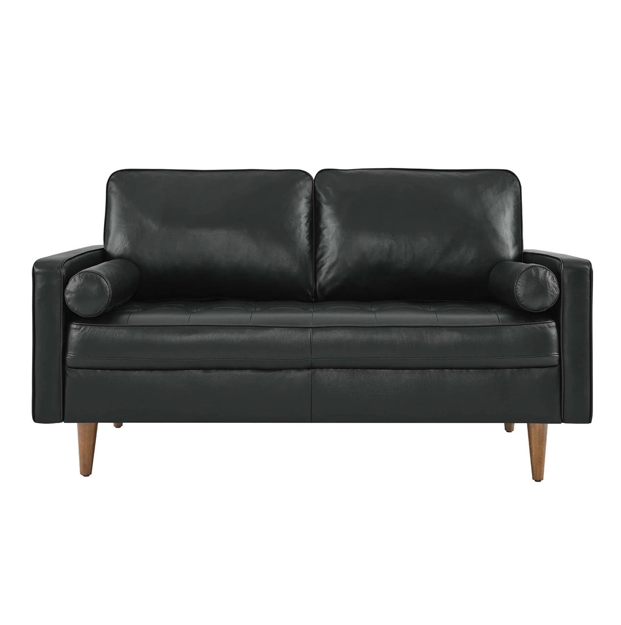 Valour Negro Cuero Loveseat