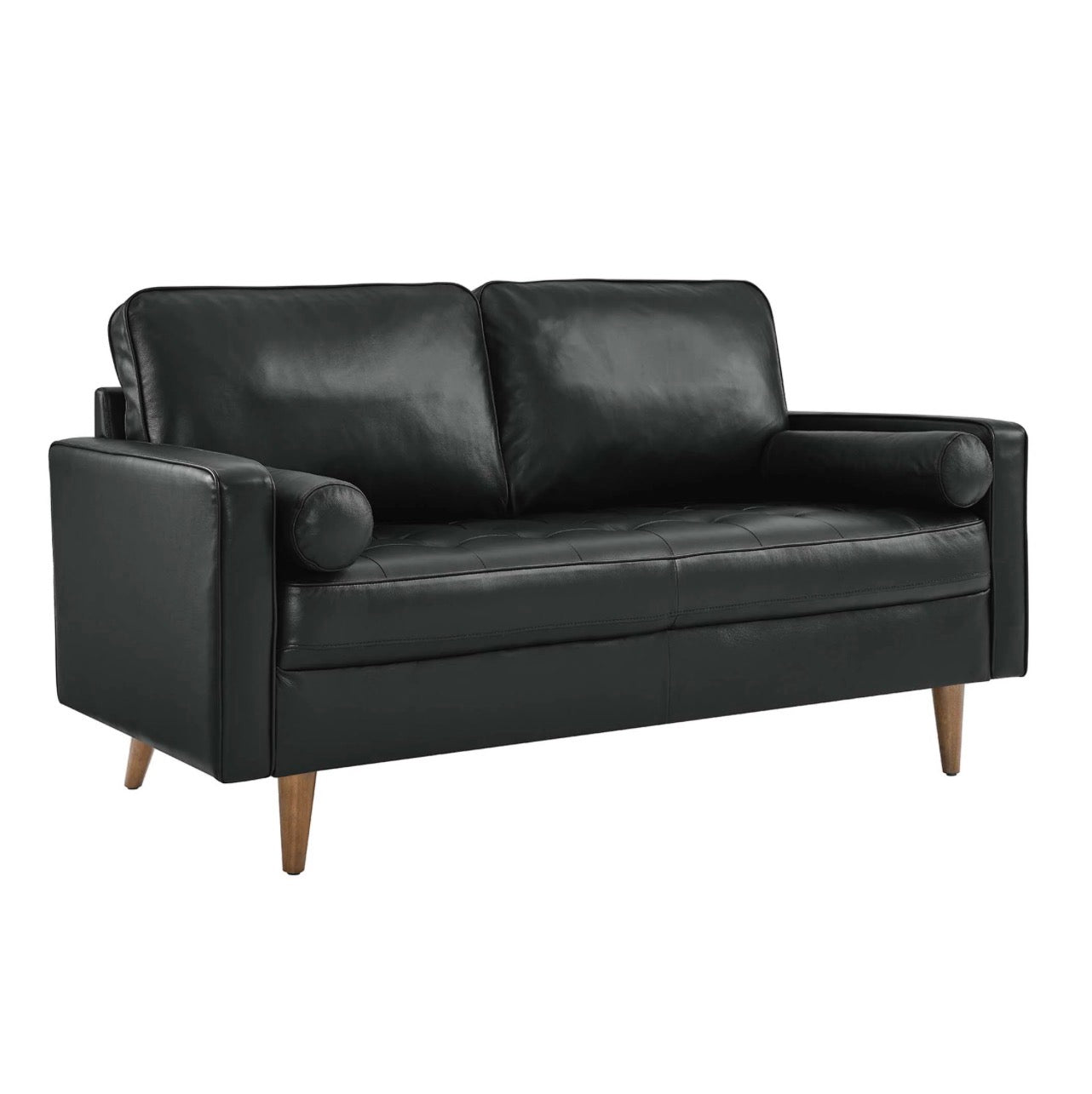 Valour Negro Cuero Loveseat