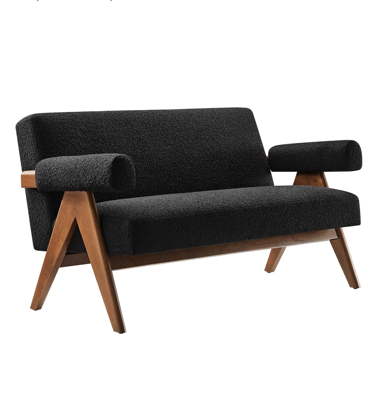 Lyra Boucle Negro Loveseat