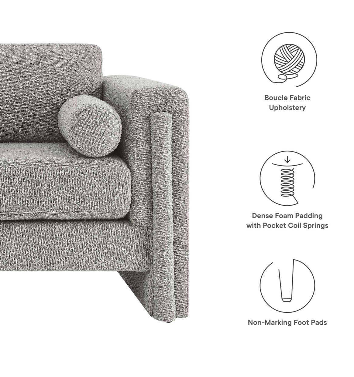 Visible Boucle Gris Loveseat