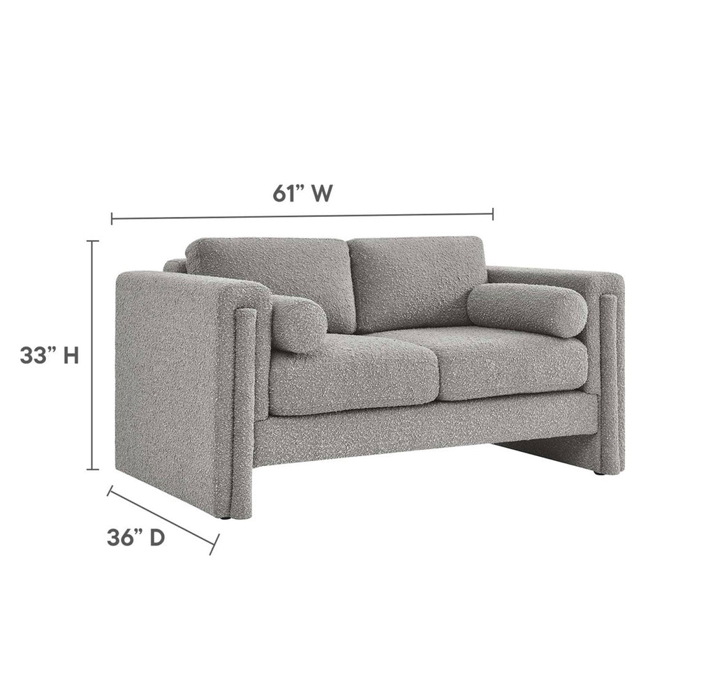 Visible Boucle Gris Loveseat