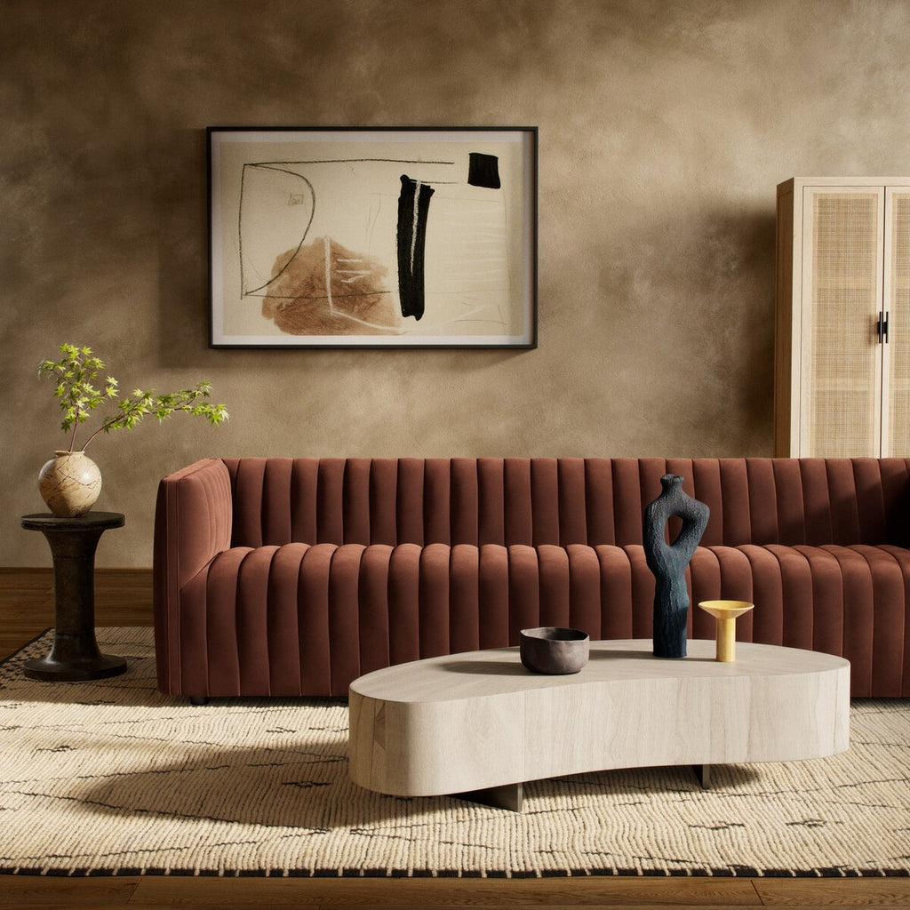 Augustine Terciopelo Marrón Sofa