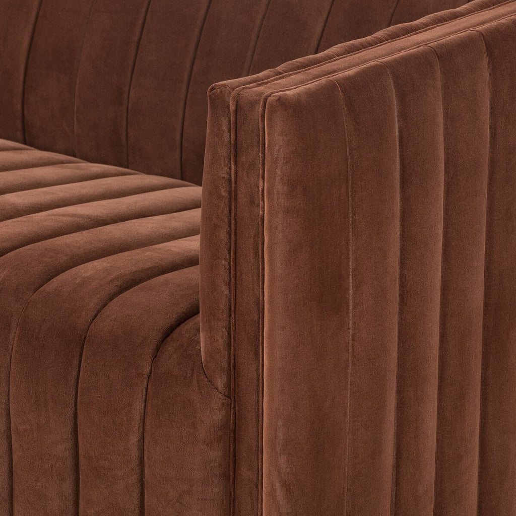 Augustine Terciopelo Marrón Sofa