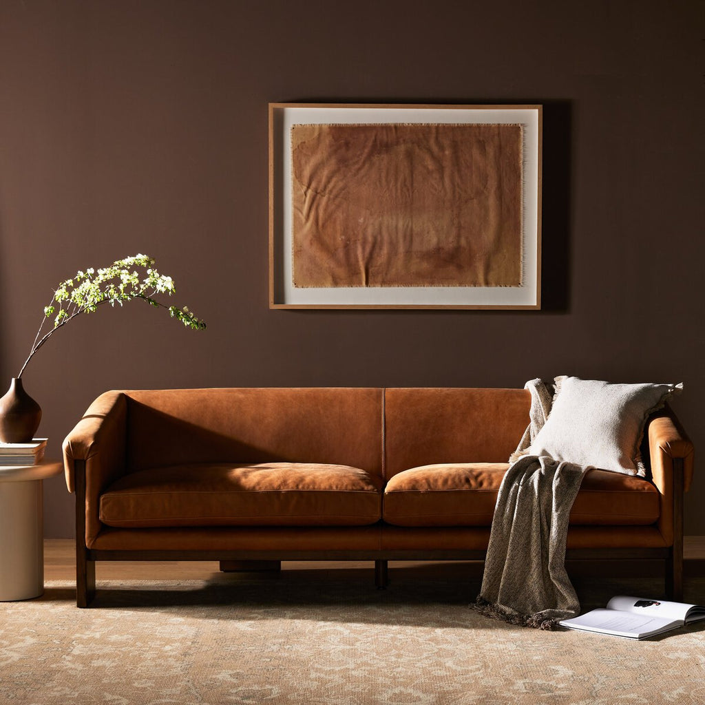 Cairo Cuero Top Tan Sofa