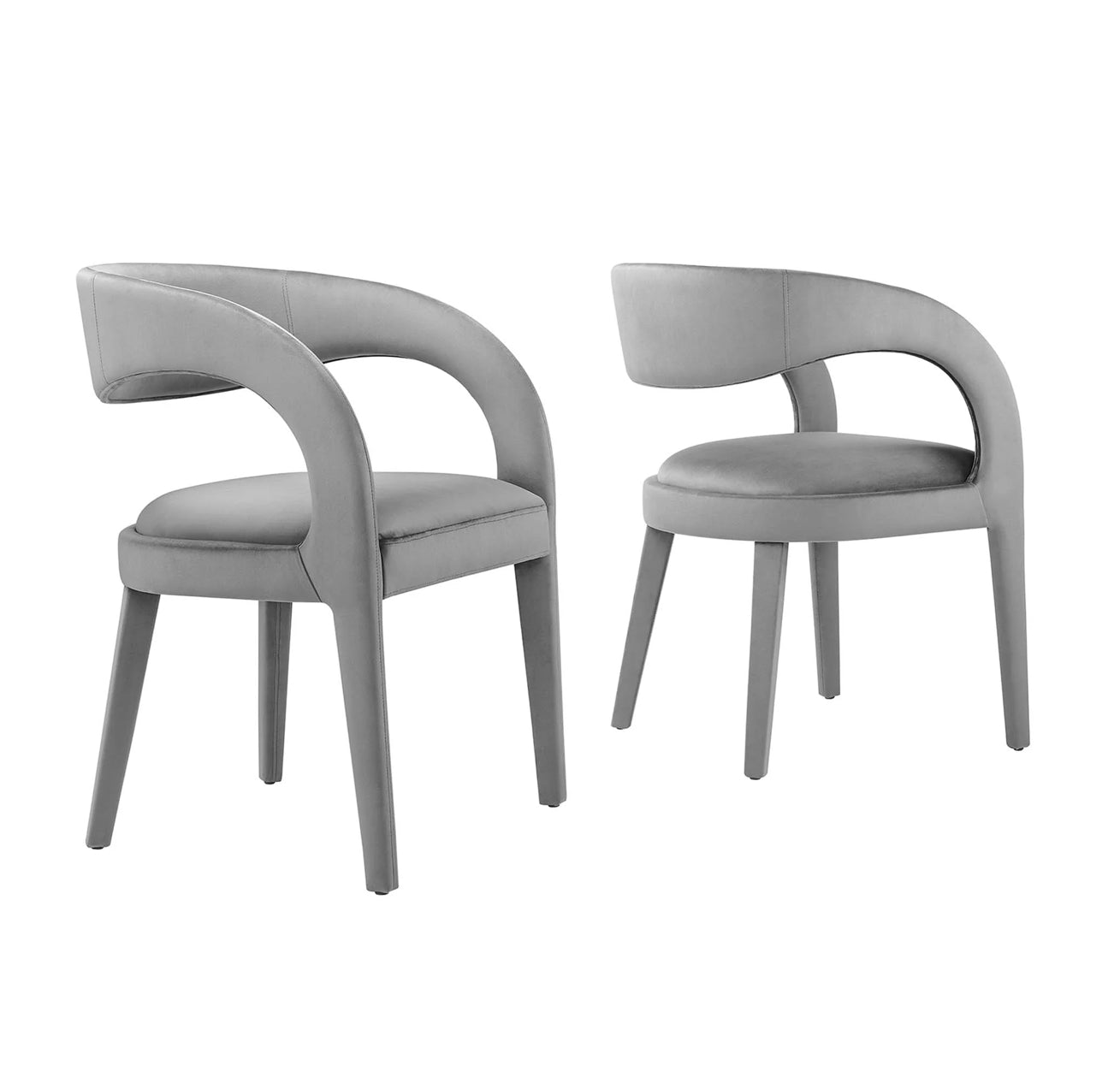 Pinnacle Terciopelo Gris Set de 2 Silla de comedor