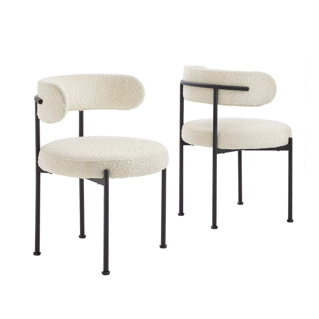 Albie Boucle Ivory Set de 2 Silla de comedor