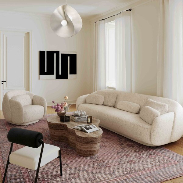 Misty Boucle Ivory Sofa