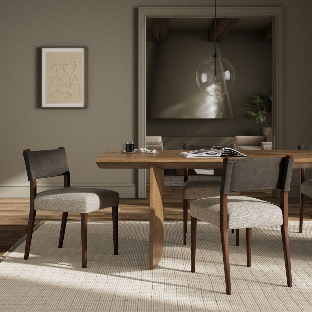 Ferris Cuero Top / Lino Gris Silla de comedor