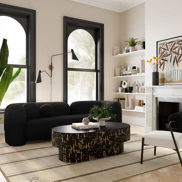 Amelie Faux Fur Negro Sofa