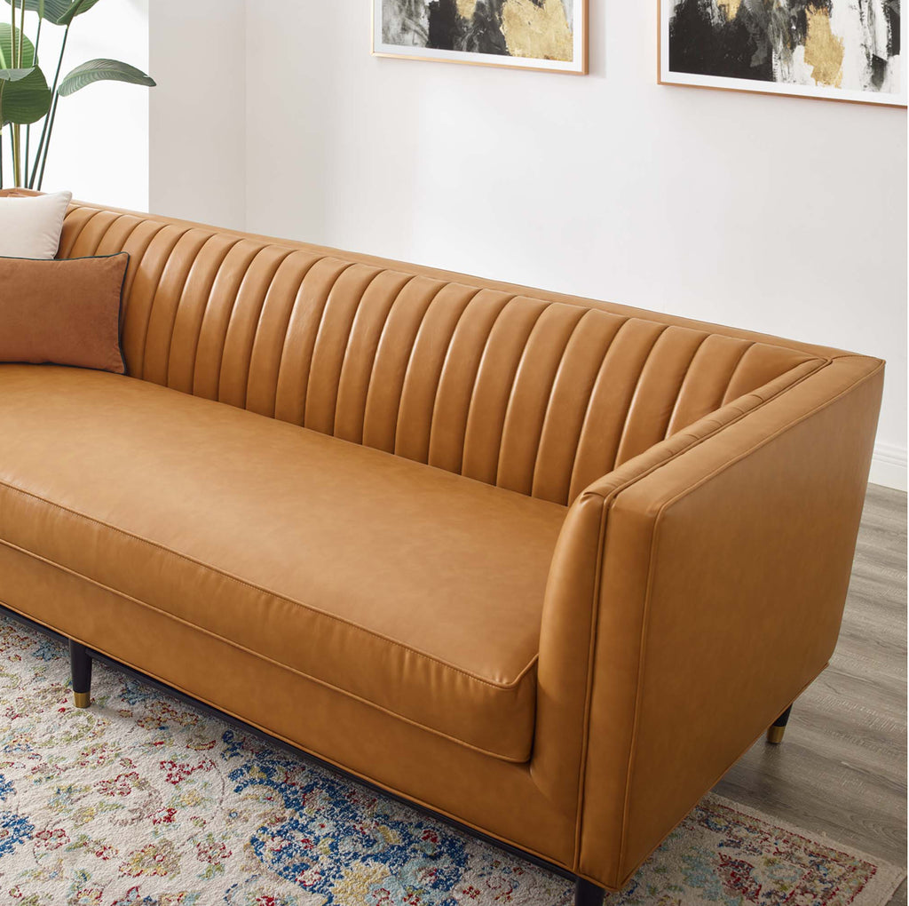 Devote Vegan leather Camel Sofa