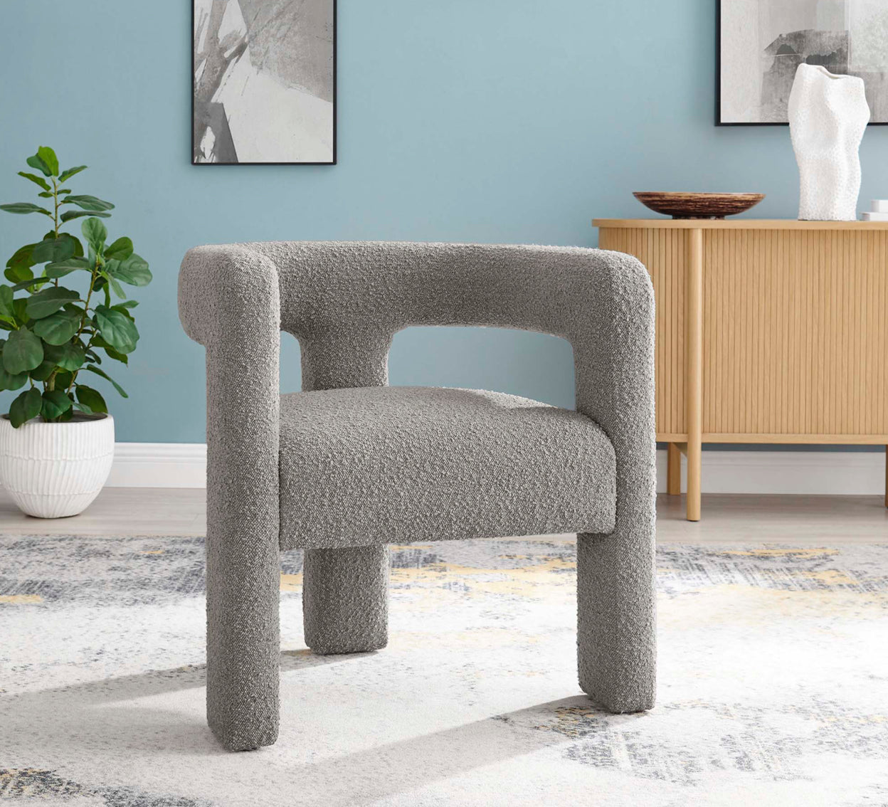 Kayla Boucle Gris Silla de Acento