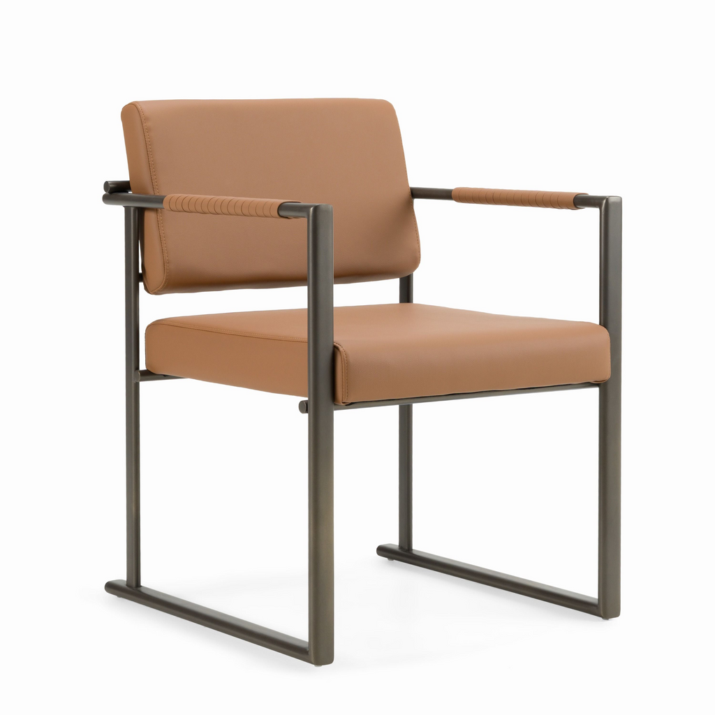 Atlan Vegan Leather Camel Silla de comedor