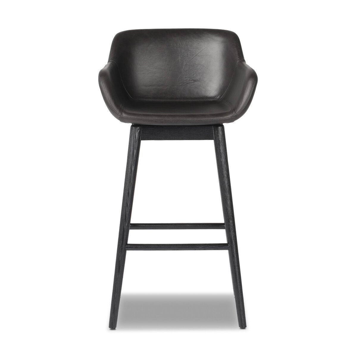 Hannah Swivel Leather Bar Stool Negro
