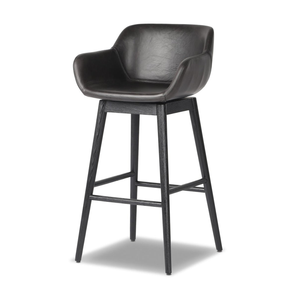 Hannah Swivel Leather Bar Stool Negro