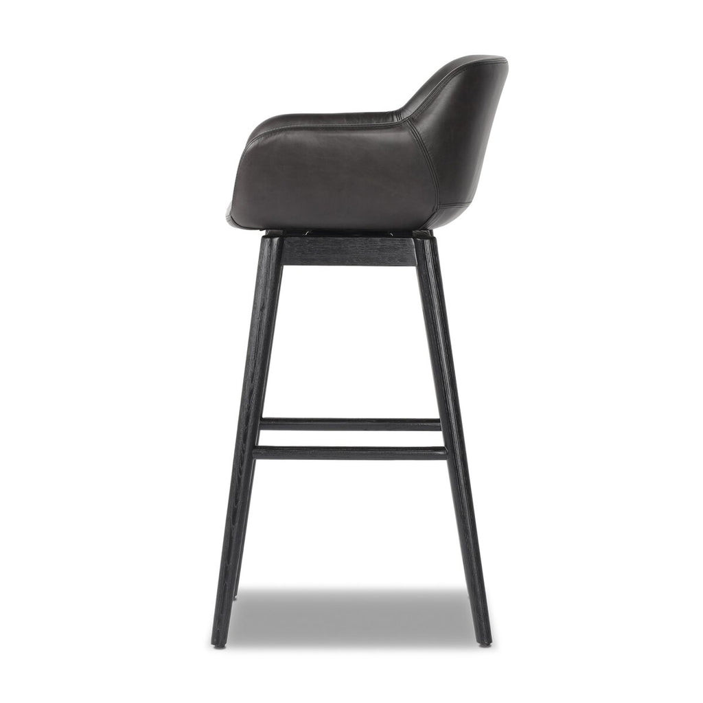 Hannah Swivel Leather Bar Stool Negro