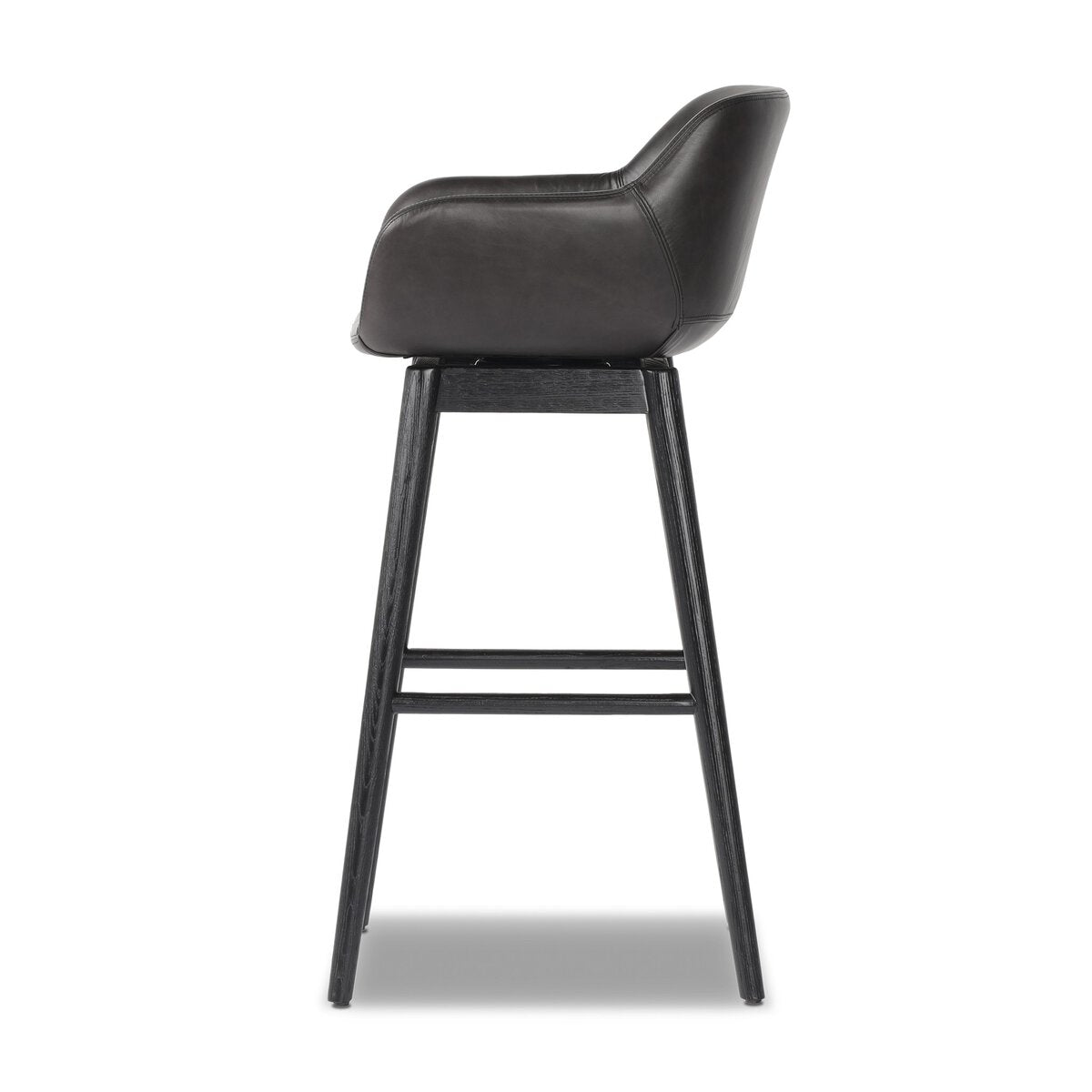 Hannah Swivel Leather Bar Stool Negro