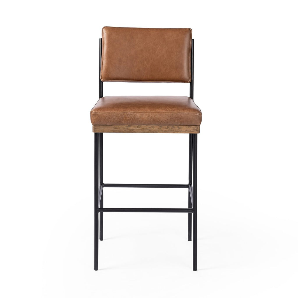 Benton Swivel Leather Bar Stool Castaño