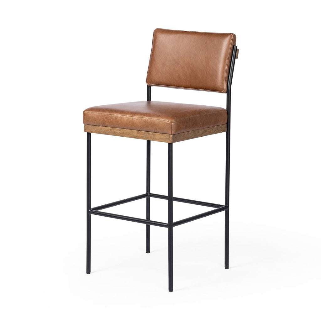 Benton Swivel Leather Bar Stool Castaño