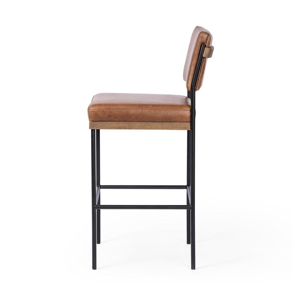 Benton Swivel Leather Bar Stool Castaño