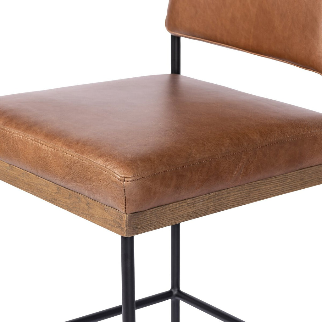 Benton Swivel Leather Bar Stool Castaño