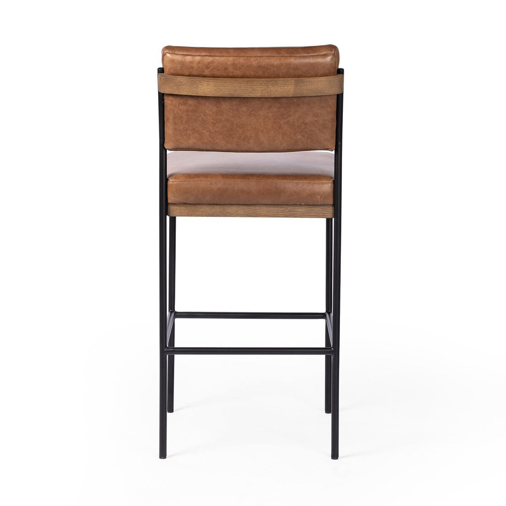 Benton Swivel Leather Bar Stool Castaño