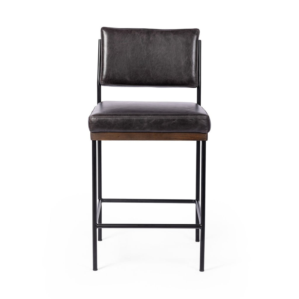 Benton Swivel Leather Bar Stool Negro