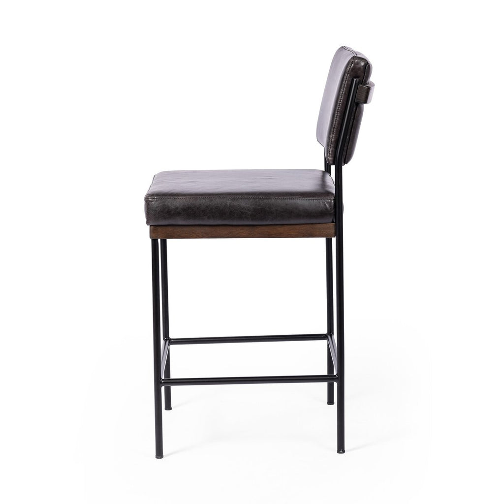 Benton Swivel Leather Bar Stool Negro