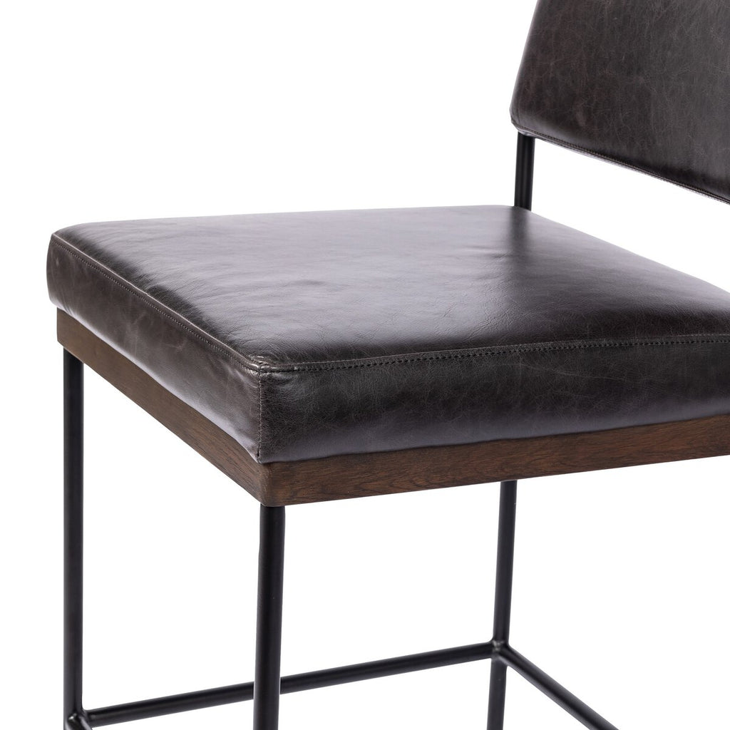 Benton Swivel Leather Bar Stool Negro