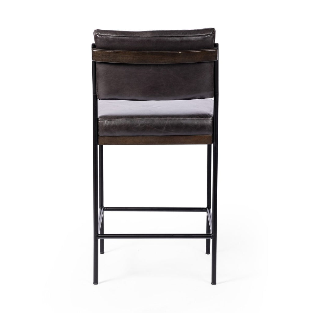 Benton Swivel Leather Bar Stool Negro