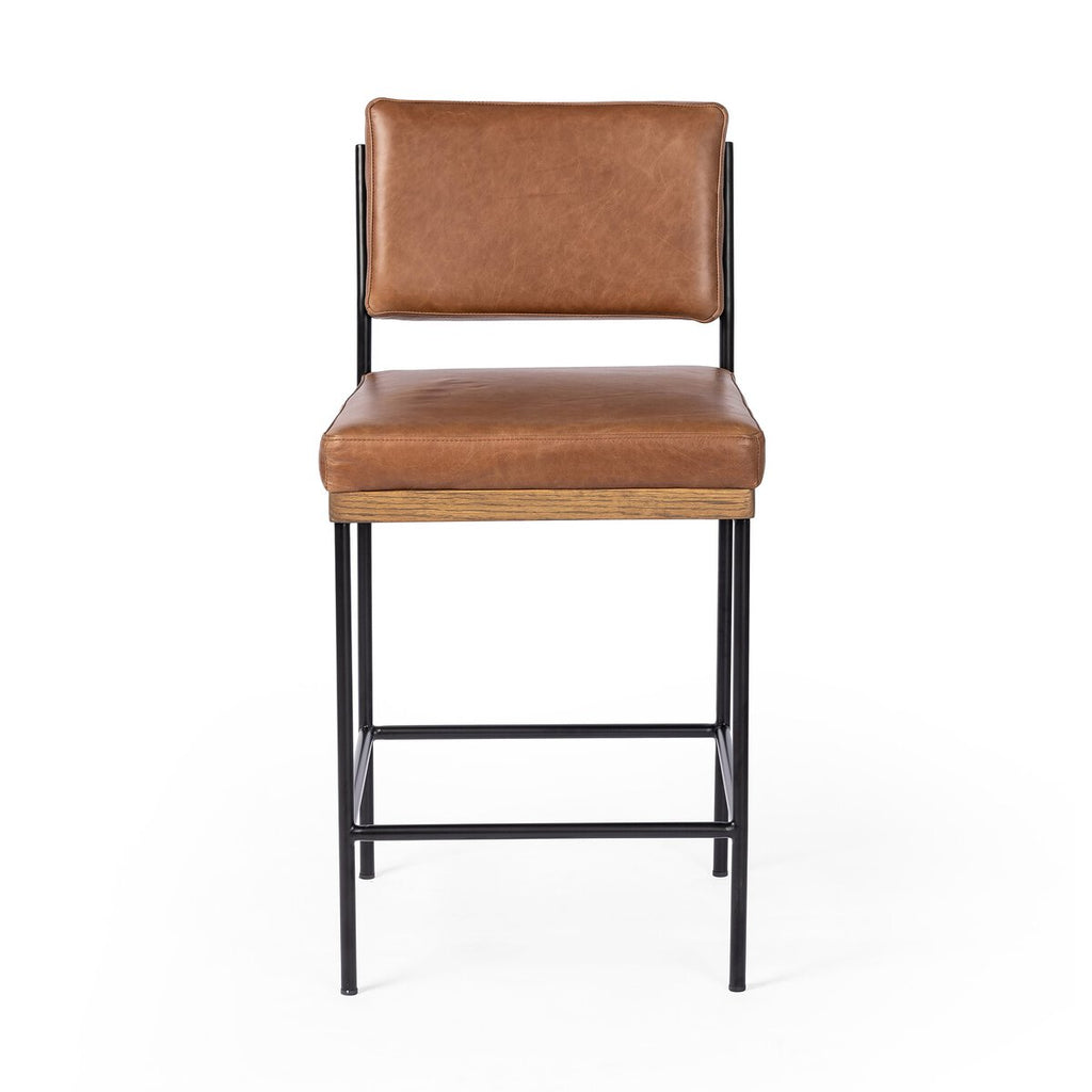 Benton Swivel Leather Counter Stool Castaño