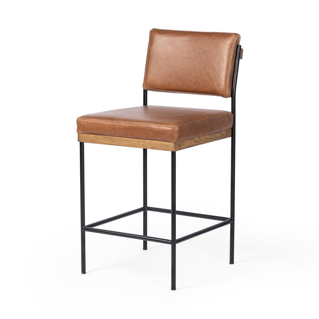 Benton Swivel Leather Counter Stool Castaño