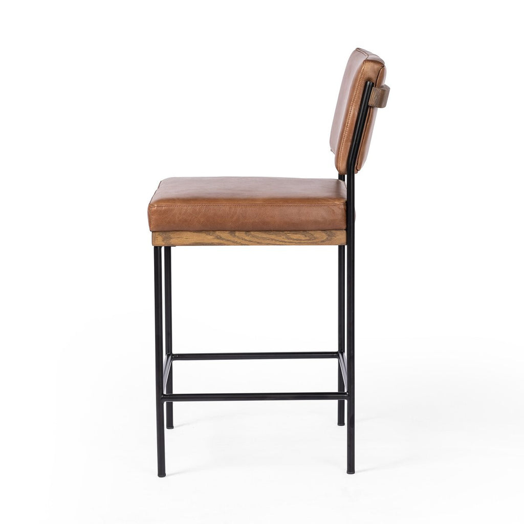 Benton Swivel Leather Counter Stool Castaño