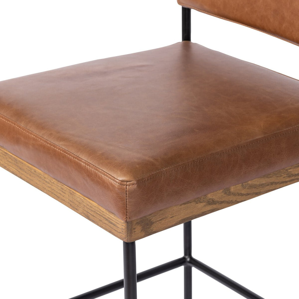 Benton Swivel Leather Counter Stool Castaño