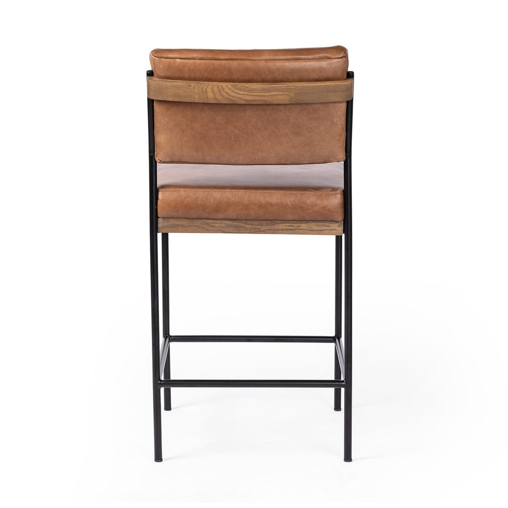 Benton Swivel Leather Counter Stool Castaño