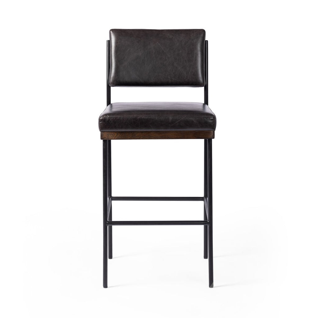 Benton Swivel Leather Counter Stool Negro
