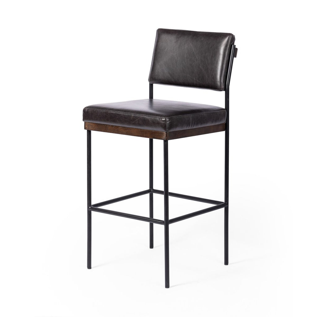 Benton Swivel Leather Counter Stool Negro