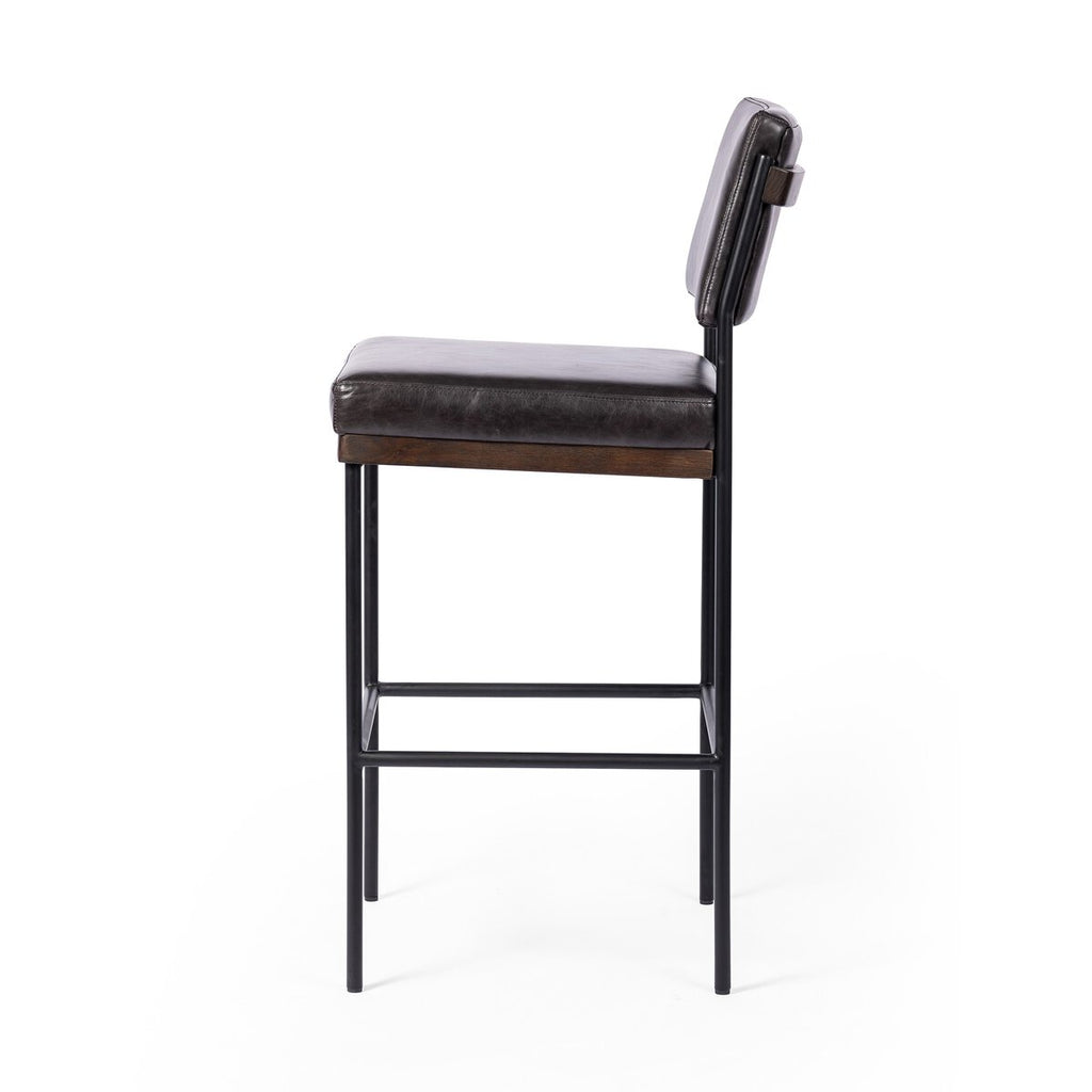 Benton Swivel Leather Counter Stool Negro