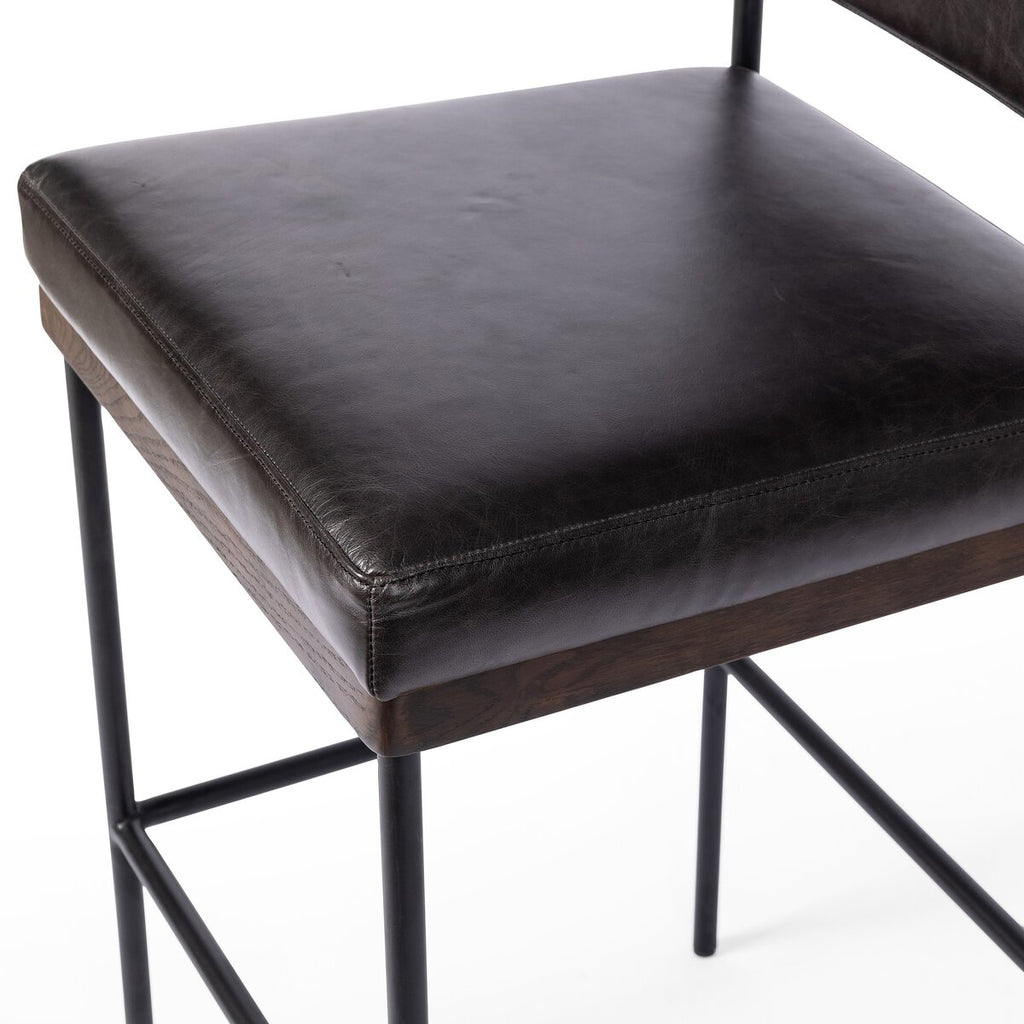 Benton Swivel Leather Counter Stool Negro