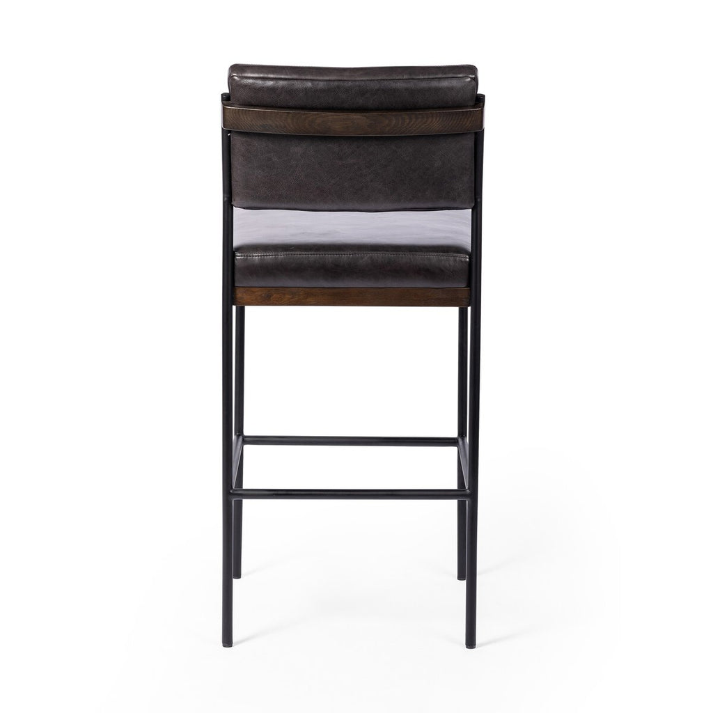 Benton Swivel Leather Counter Stool Negro