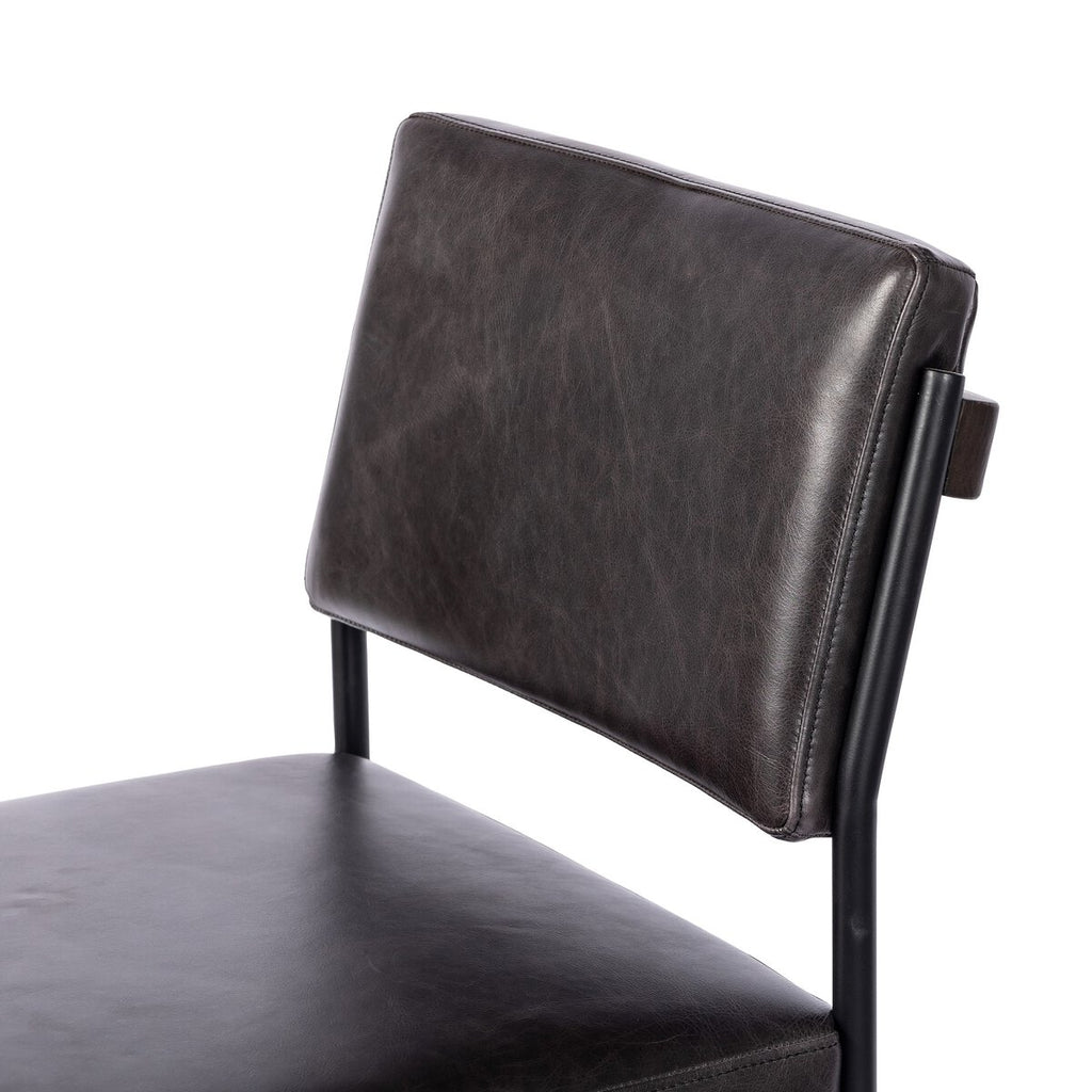 Benton Swivel Leather Counter Stool Negro