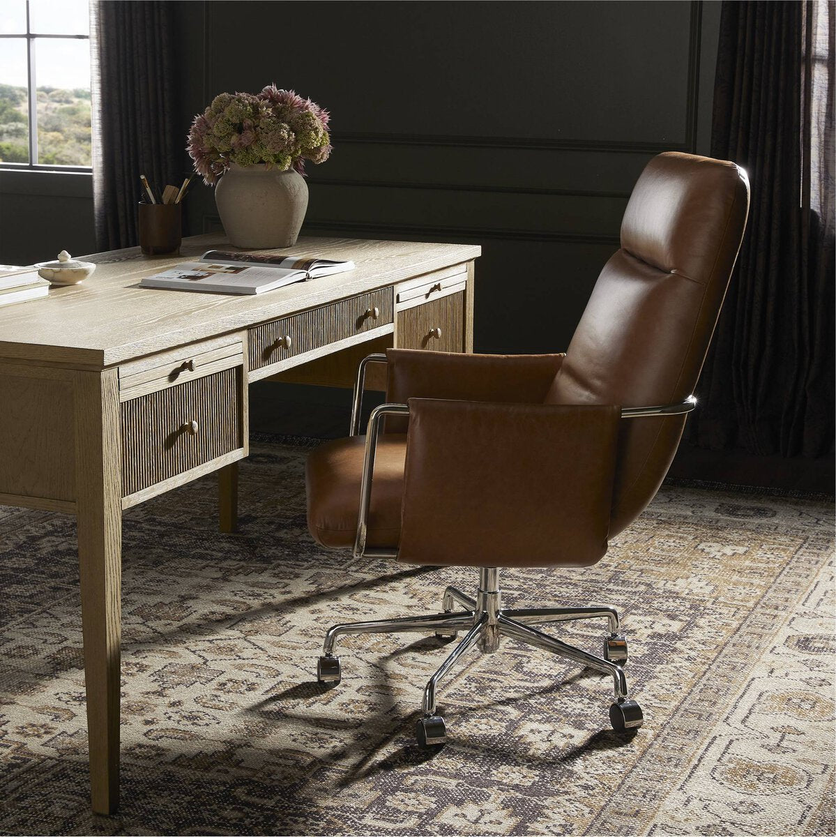 Sherman Cuero Top Cafe Silla de Escritorio