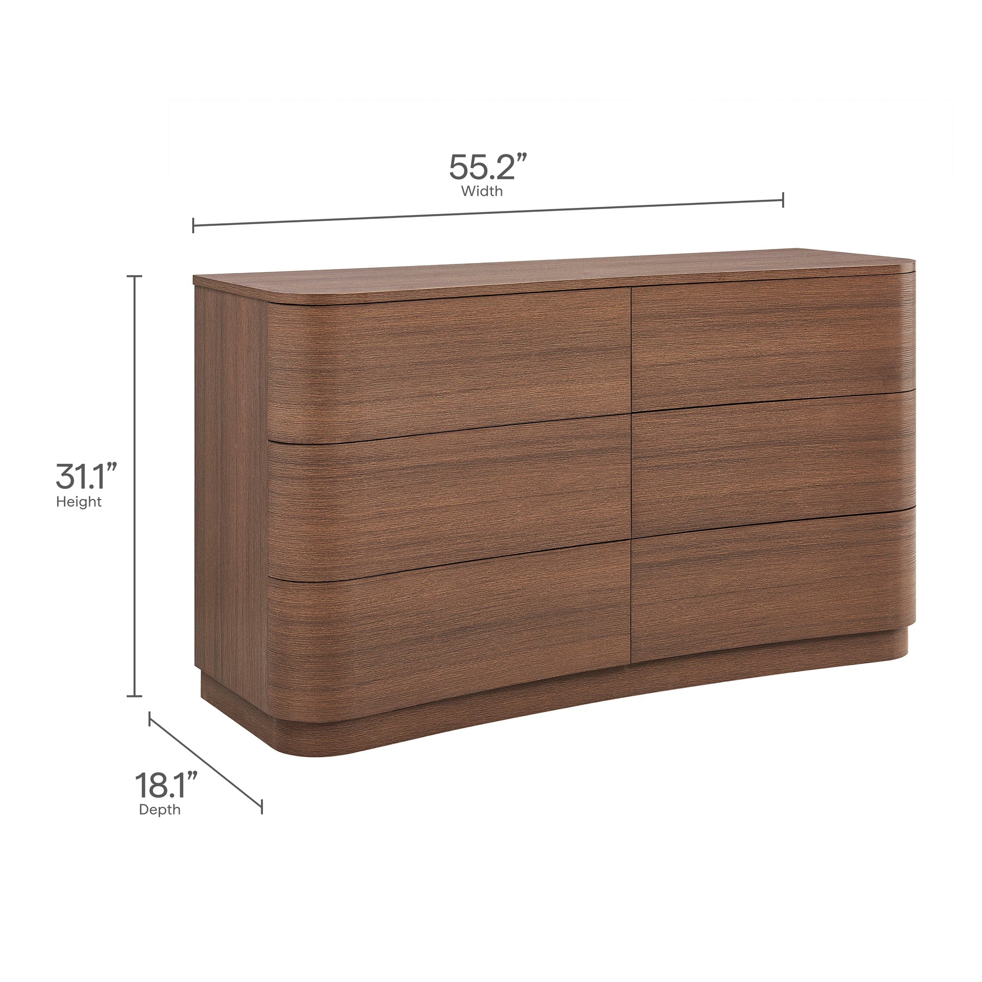 Mirae 6-Drawer Curved Dresser