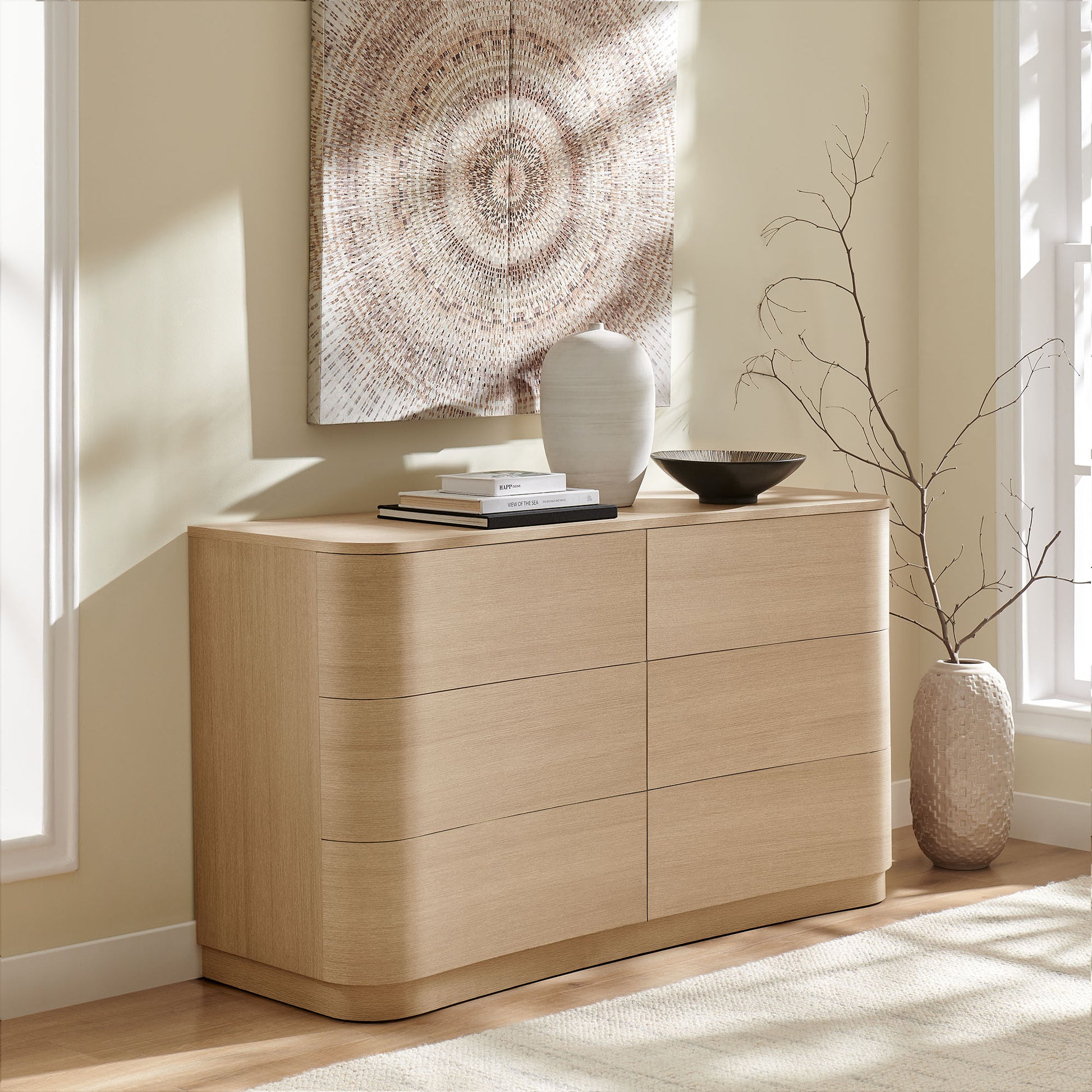 Mirae 6-Drawer Curved Dresser