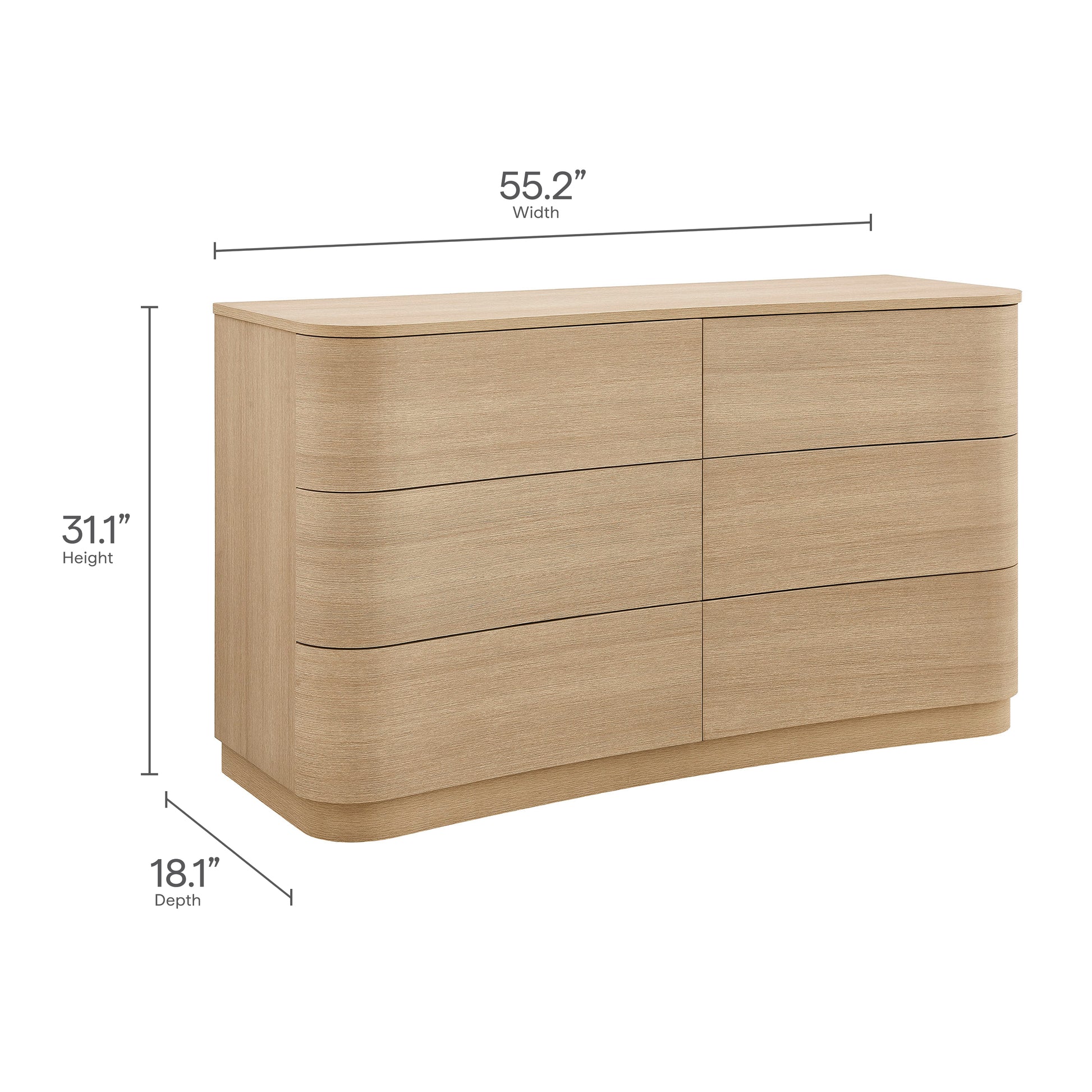 Mirae 6-Drawer Curved Dresser